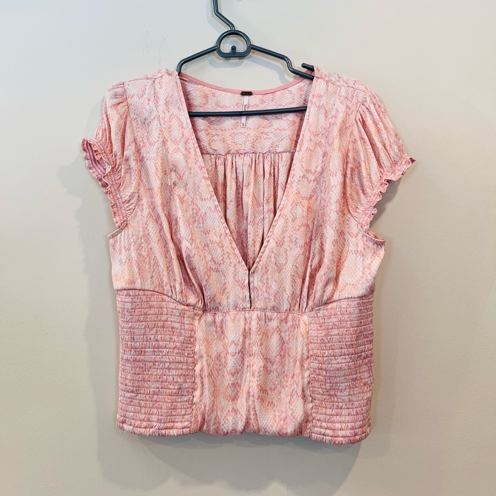 Free People Pink Patterned Blouse